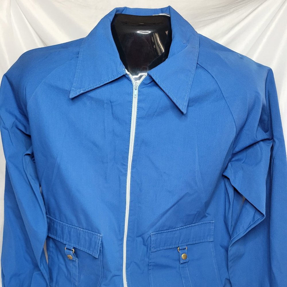 Kmart Vintage 80's Blue Front Zip Jacket (Size L)